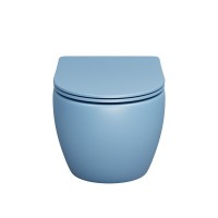 Подвесной унитаз Grossman Color GR-4455BSMS, безободковый, крышка тонкая микролифт, голубой матовый