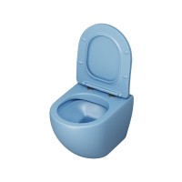 Подвесной унитаз Grossman Color GR-4455BSMS, безободковый, крышка тонкая микролифт, голубой матовый