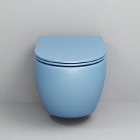 Подвесной унитаз Grossman Color GR-4455BSMS, безободковый, крышка тонкая микролифт, голубой матовый
