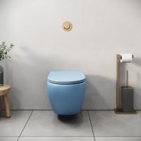 Подвесной унитаз Grossman Color GR-4455BSMS, безободковый, крышка тонкая микролифт, голубой матовый