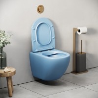 Подвесной унитаз Grossman Color GR-4455BSMS, безободковый, крышка тонкая микролифт, голубой матовый