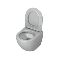 Подвесной унитаз Grossman Color GR-4455GLMS, безободковый, крышка тонкая микролифт, светло-серый матовый