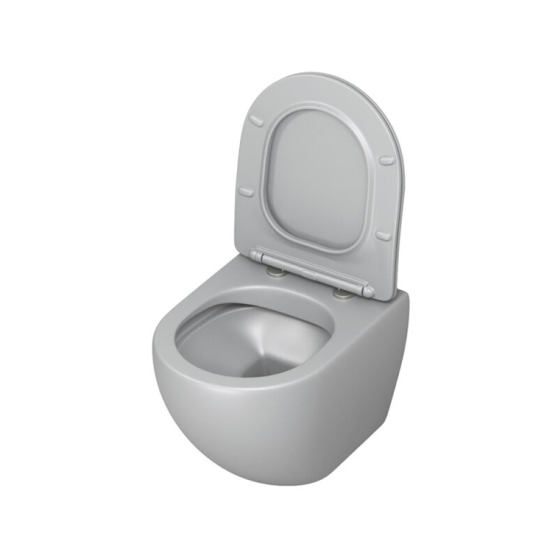 Подвесной унитаз Grossman Color GR-4455GLMS, безободковый, крышка тонкая микролифт, светло-серый матовый