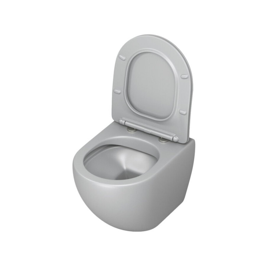 Подвесной унитаз Grossman Color GR-4455GLMS, безободковый, крышка тонкая микролифт, светло-серый матовый