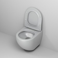 Подвесной унитаз Grossman Color GR-4455GLMS, безободковый, крышка тонкая микролифт, светло-серый матовый