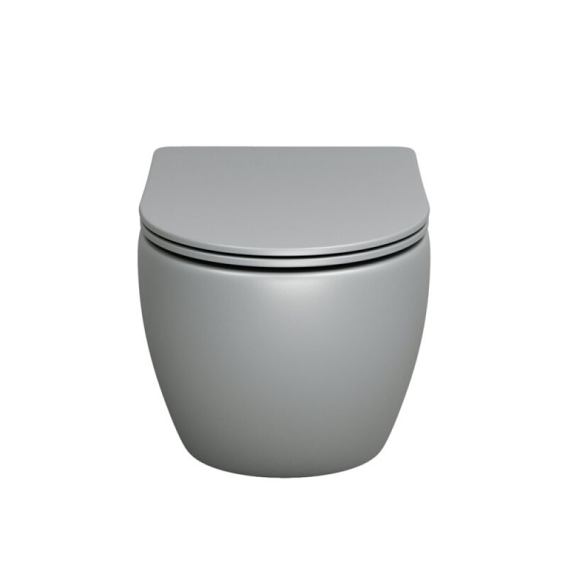 Подвесной унитаз Grossman Color GR-4455GLMS, безободковый, крышка тонкая микролифт, светло-серый матовый