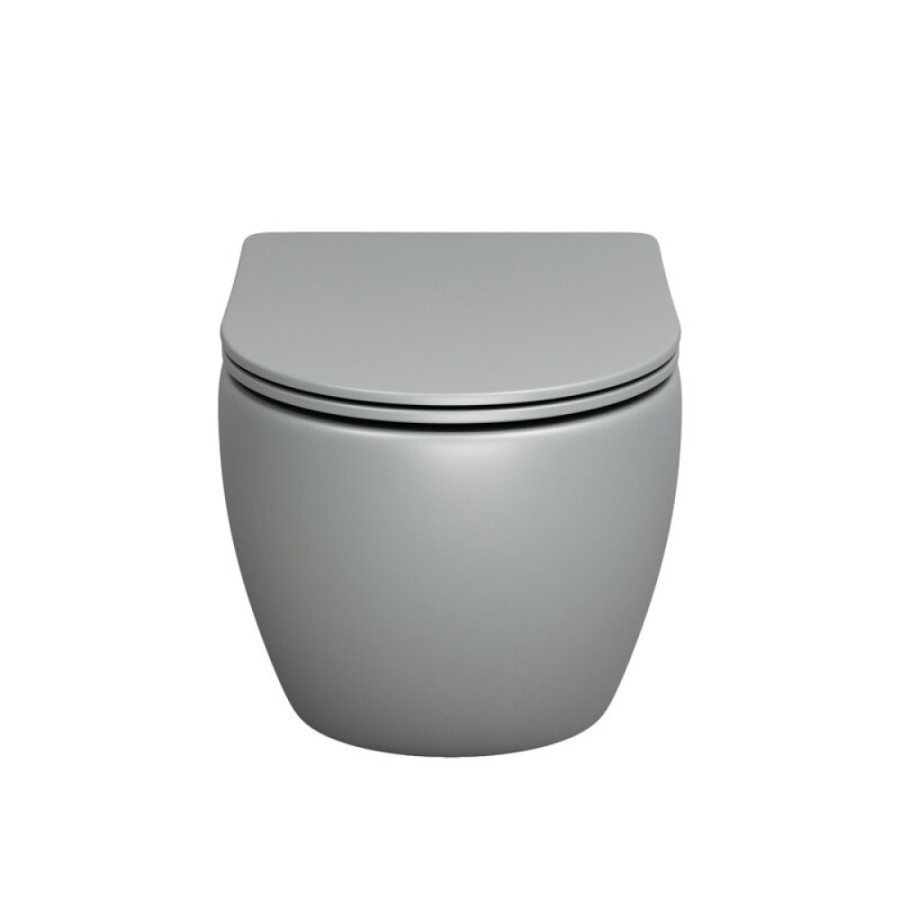 Подвесной унитаз Grossman Color GR-4455GLMS, безободковый, крышка тонкая микролифт, светло-серый матовый