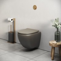 Подвесной унитаз Grossman Color GR-4455GSMS, безободковый, крышка тонкая микролифт, хаки матовый