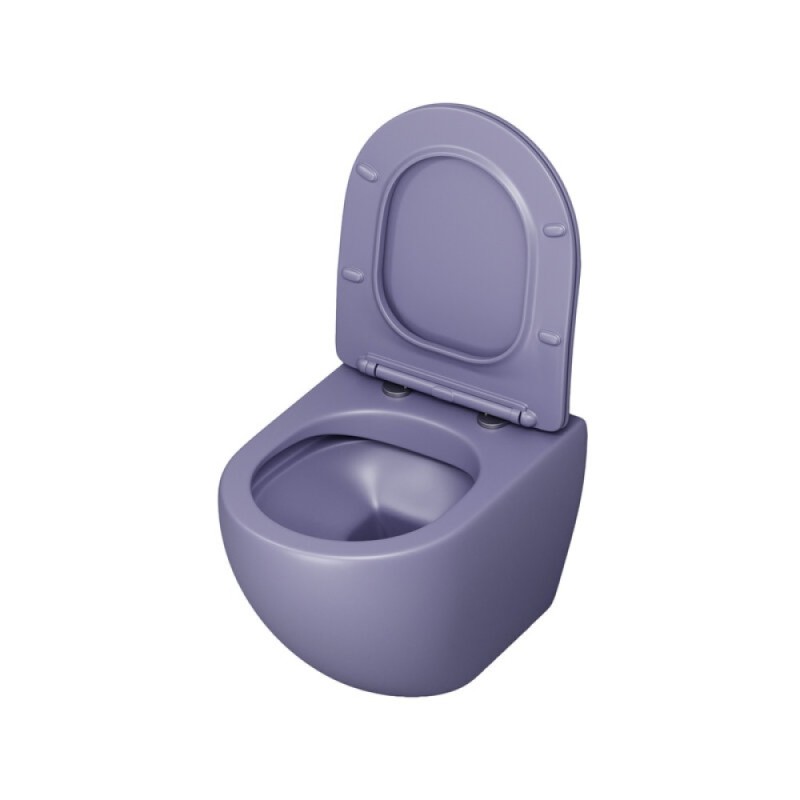 Подвесной унитаз Grossman Color GR-4455LIMS, безободковый, крышка тонкая микролифт, фиолетовый матовый
