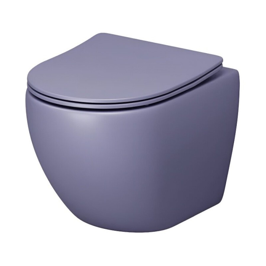 Подвесной унитаз Grossman Color GR-4455LIMS, безободковый, крышка тонкая микролифт, фиолетовый матовый