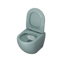 Подвесной унитаз Grossman Color GR-4455MNMS, безободковый, крышка тонкая микролифт, мятный матовый