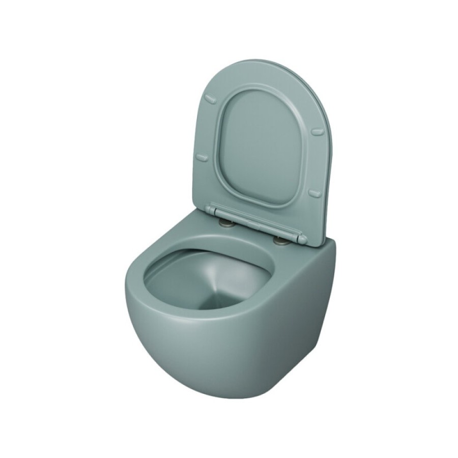 Подвесной унитаз Grossman Color GR-4455MNMS, безободковый, крышка тонкая микролифт, мятный матовый