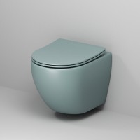 Подвесной унитаз Grossman Color GR-4455MNMS, безободковый, крышка тонкая микролифт, мятный матовый