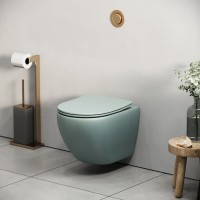 Подвесной унитаз Grossman Color GR-4455MNMS, безободковый, крышка тонкая микролифт, мятный матовый