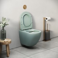 Подвесной унитаз Grossman Color GR-4455MNMS, безободковый, крышка тонкая микролифт, мятный матовый