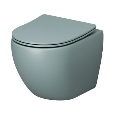 Подвесной унитаз Grossman Color GR-4455MNMS, безободковый, крышка тонкая микролифт, мятный матовый