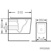 Подвесной унитаз Grossman Санфаянс GR-4460S, безободковый, крышка-сиденье микролифт, белый