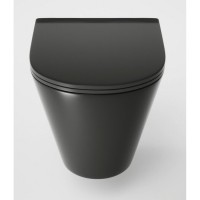 Подвесной безободковый унитаз Grossman 36 x 48 см, крышка тонкая микролифт, черный матовый, GR-4477BMS