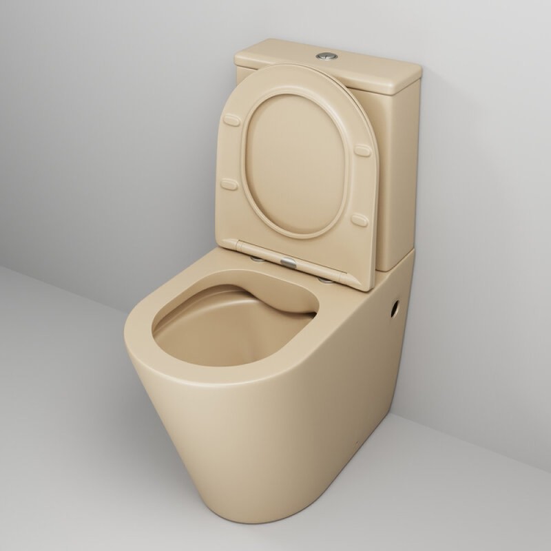 Унитаз-компакт Grossman Color GR-4480BEMS, безободковый, с крышкой-сиденьем микролифт, бежевый матовый