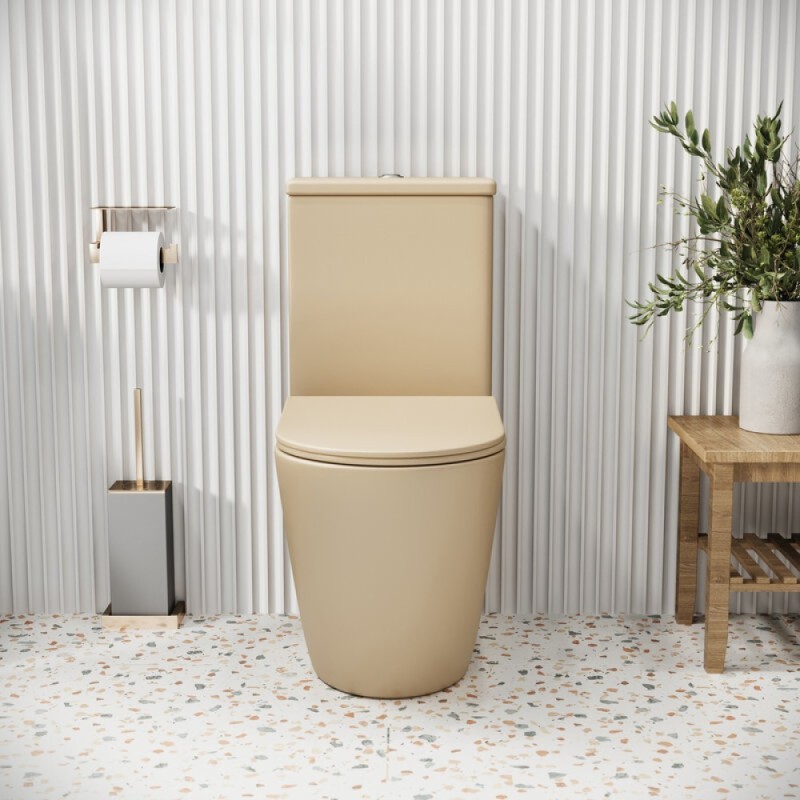 Унитаз-компакт Grossman Color GR-4480BEMS, безободковый, с крышкой-сиденьем микролифт, бежевый матовый