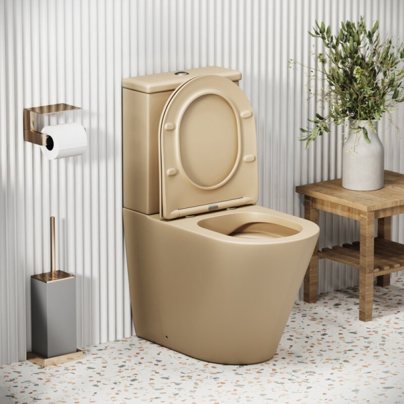 Унитаз-компакт Grossman Color GR-4480BEMS, безободковый, с крышкой-сиденьем микролифт, бежевый матовый