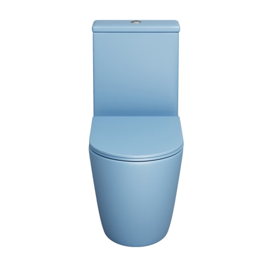 Унитаз-компакт Grossman Color GR-4480BSMS, безободковый, с крышкой-сиденьем микролифт, голубой матовый
