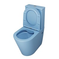Унитаз-компакт Grossman Color GR-4480BSMS, безободковый, с крышкой-сиденьем микролифт, голубой матовый