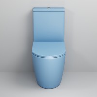 Унитаз-компакт Grossman Color GR-4480BSMS, безободковый, с крышкой-сиденьем микролифт, голубой матовый