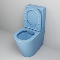 Унитаз-компакт Grossman Color GR-4480BSMS, безободковый, с крышкой-сиденьем микролифт, голубой матовый