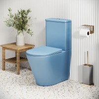 Унитаз-компакт Grossman Color GR-4480BSMS, безободковый, с крышкой-сиденьем микролифт, голубой матовый