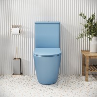 Унитаз-компакт Grossman Color GR-4480BSMS, безободковый, с крышкой-сиденьем микролифт, голубой матовый