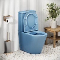 Унитаз-компакт Grossman Color GR-4480BSMS, безободковый, с крышкой-сиденьем микролифт, голубой матовый