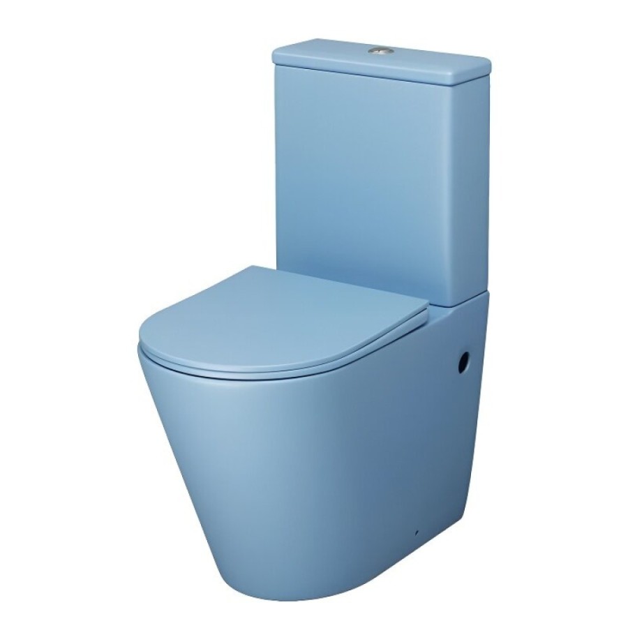 Унитаз-компакт Grossman Color GR-4480BSMS, безободковый, с крышкой-сиденьем микролифт, голубой матовый