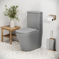 Унитаз-компакт Grossman Color GR-4480GLMS, безободковый, с крышкой-сиденьем микролифт, светло-серый матовый