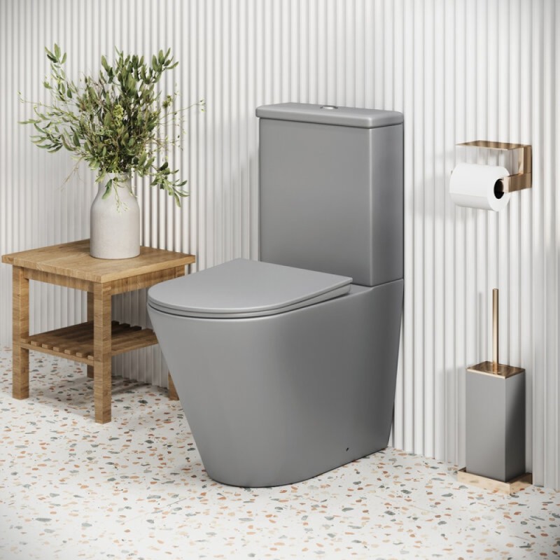 Унитаз-компакт Grossman Color GR-4480GLMS, безободковый, с крышкой-сиденьем микролифт, светло-серый матовый