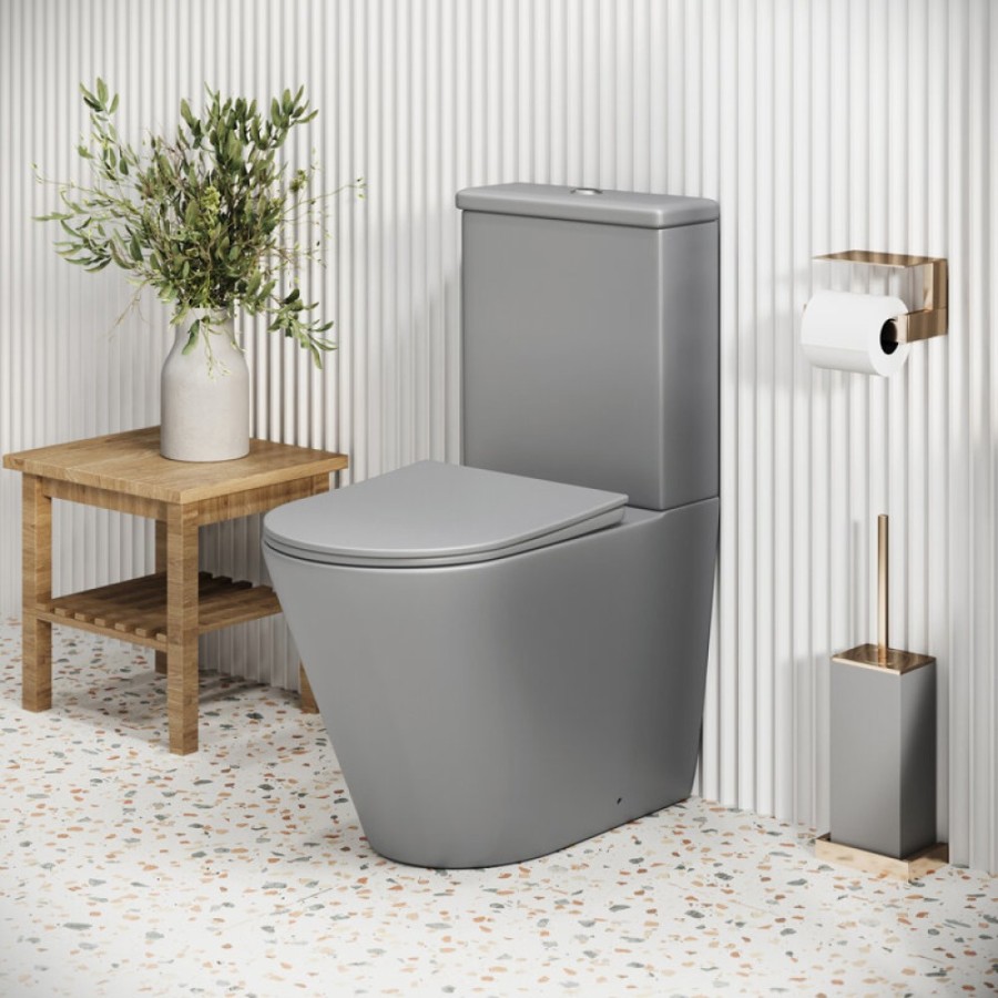 Унитаз-компакт Grossman Color GR-4480GLMS, безободковый, с крышкой-сиденьем микролифт, светло-серый матовый