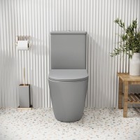 Унитаз-компакт Grossman Color GR-4480GLMS, безободковый, с крышкой-сиденьем микролифт, светло-серый матовый