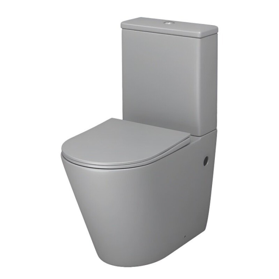 Унитаз-компакт Grossman Color GR-4480GLMS, безободковый, с крышкой-сиденьем микролифт, светло-серый матовый