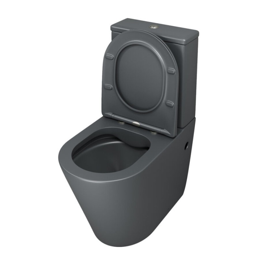 Унитаз-компакт Grossman Color GR-4480GMS, безободковый, с крышкой-сиденьем микролифт, серый матовый