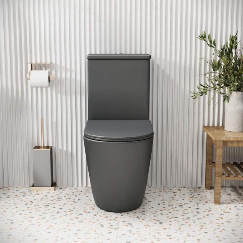 Унитаз-компакт Grossman Color GR-4480GMS, безободковый, с крышкой-сиденьем микролифт, серый матовый