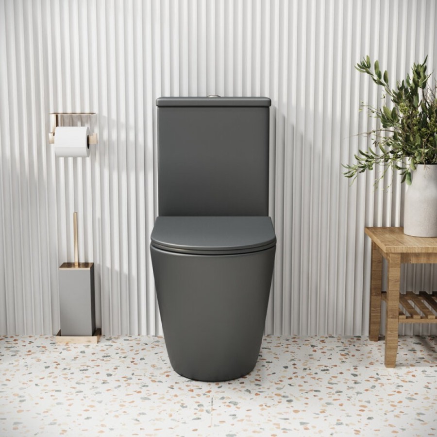 Унитаз-компакт Grossman Color GR-4480GMS, безободковый, с крышкой-сиденьем микролифт, серый матовый