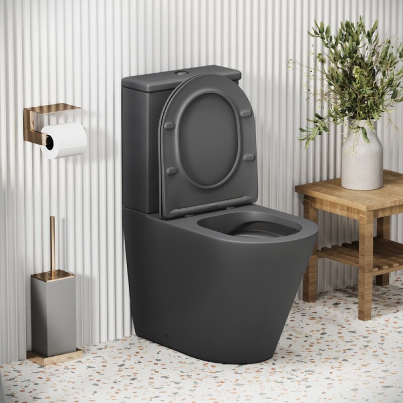 Унитаз-компакт Grossman Color GR-4480GMS, безободковый, с крышкой-сиденьем микролифт, серый матовый