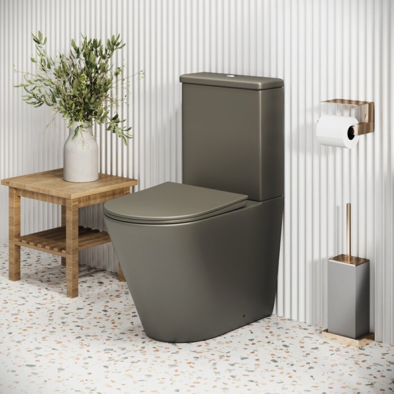Унитаз-компакт Grossman Color GR-4480GSMS, безободковый, с крышкой-сиденьем микролифт, хаки матовый