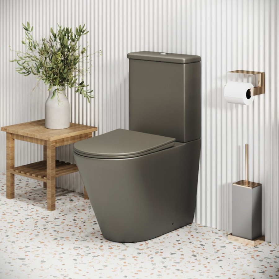 Унитаз-компакт Grossman Color GR-4480GSMS, безободковый, с крышкой-сиденьем микролифт, хаки матовый