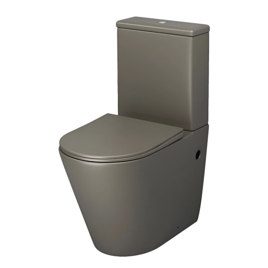 Унитаз-компакт Grossman Color GR-4480GSMS, безободковый, с крышкой-сиденьем микролифт, хаки матовый