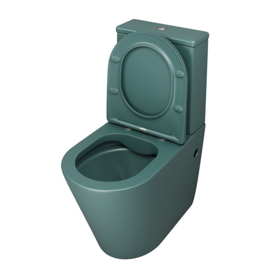 Унитаз-компакт Grossman Color GR-4480OLMS, безободковый, с крышкой-сиденьем микролифт, зеленый матовый