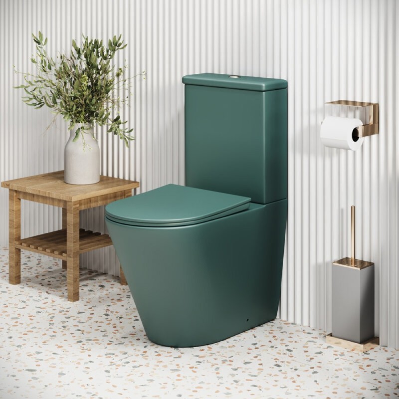 Унитаз-компакт Grossman Color GR-4480OLMS, безободковый, с крышкой-сиденьем микролифт, зеленый матовый