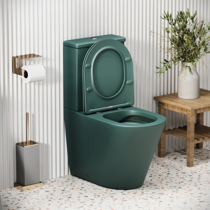 Унитаз-компакт Grossman Color GR-4480OLMS, безободковый, с крышкой-сиденьем микролифт, зеленый матовый