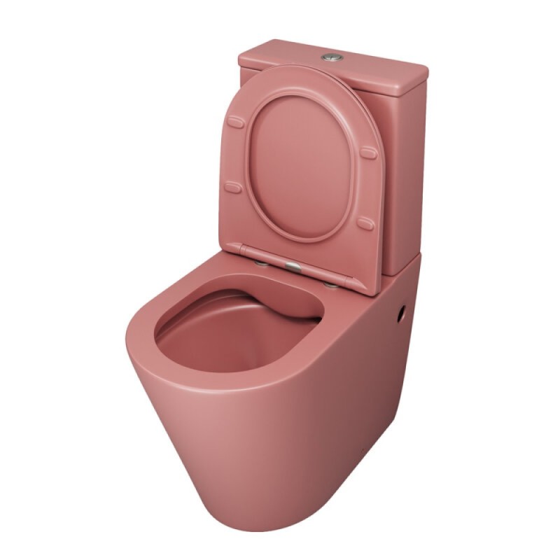Унитаз-компакт Grossman Color GR-4480PIMS, безободковый, с крышкой-сиденьем микролифт, розовый матовый