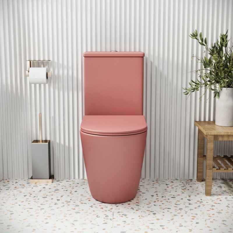 Унитаз-компакт Grossman Color GR-4480PIMS, безободковый, с крышкой-сиденьем микролифт, розовый матовый